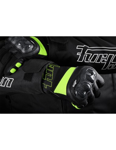 Guantes Furygan Galax Evo Negro y amarillo fluor S