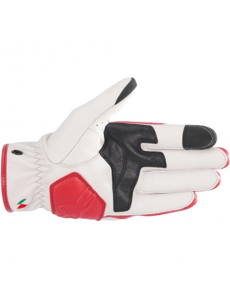 Guantes Alpinestars Dyno Leather Blanco y rojo 2