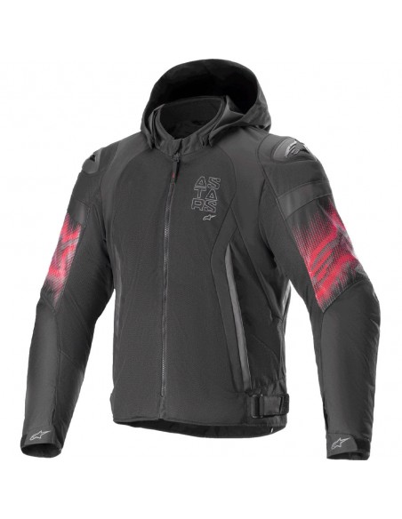 Chaqueta Alpinestars Zaca Air Venom WP Negro y rojo brillo 1