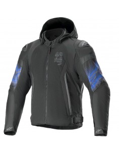 Chaqueta Alpinestars Zaca Air Venom WP Negro y azul eléctrico 1
