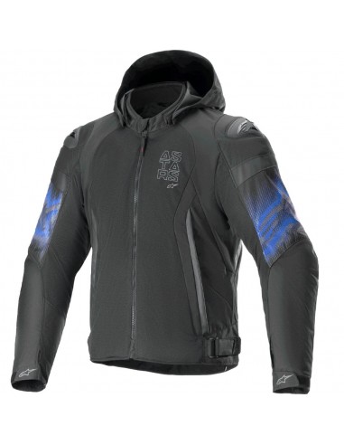 Chaqueta Alpinestars Zaca Air Venom WP Negro y azul eléctrico 1