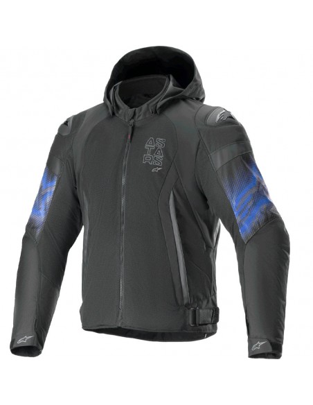 Chaqueta Alpinestars Zaca Air Venom WP Negro y azul eléctrico 1