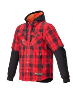 Chaqueta Alpinestars MO.ST.EQ Tartan Rojo y negro front