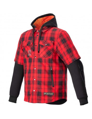 Chaqueta Alpinestars MO.ST.EQ Tartan Rojo y negro front