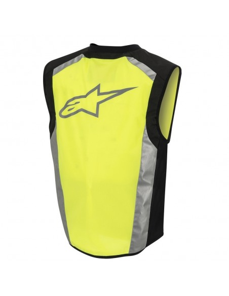 Chaleco Reflectante Alpinestars Flare Neon Vest Negro y amarillo fluor back