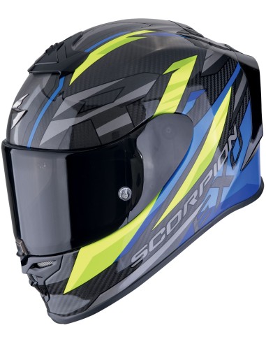 Casco Scorpion Exo-R1 Evo Carbon Air Runner | Negro-azul-amarillo neón