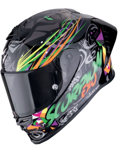 Casco Scorpion Exo-R1 Evo II Air Savage | Negro-verde-naranja