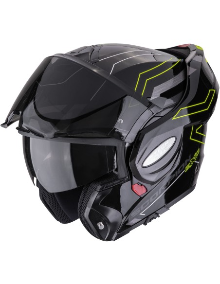 Casco Scorpion Exo-Tech Evo Conquer | Negro y amarillo fluor