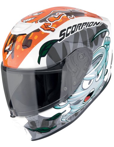 Casco Scorpion Exo-JNR Air The4elements | Blanco-azul-naranja