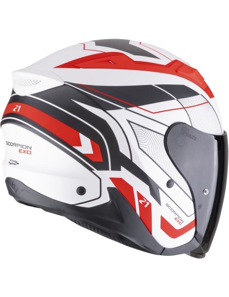 Casco Scorpion Exo-Z1 Vue | Mate-Blanco-rojo-negro