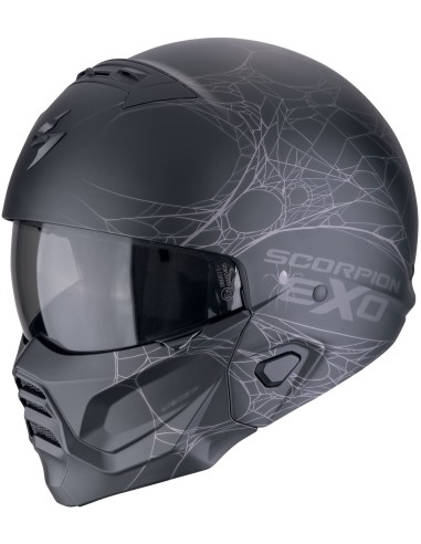 Casco Scorpion Exo-Combat II Spiderweb | Mate-Negro y plata
