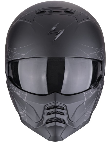 Casco Scorpion Exo-Combat II Spiderweb | Mate-Negro y plata