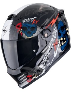 Casco Scorpion Covert FX Skullz | Negro-gris-rojo