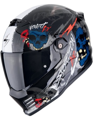 Casco Scorpion Covert FX Skullz | Negro-gris-rojo