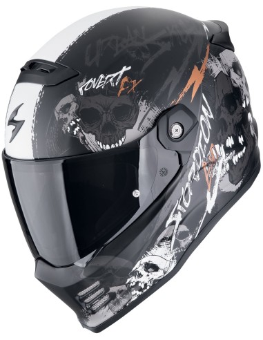 Casco Scorpion Covert FX Skullz | Negro-gris-rojo