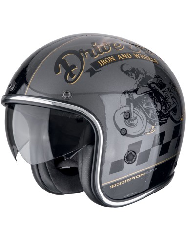 Casco Scorpion Belfast Evo Drive Fast | Plata-negro-dorado