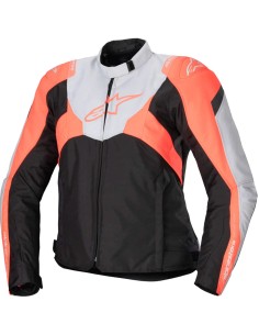 Chaqueta Alpinestars Stella T-Jaws V4 WP|Negro-gris claro-coral fluor