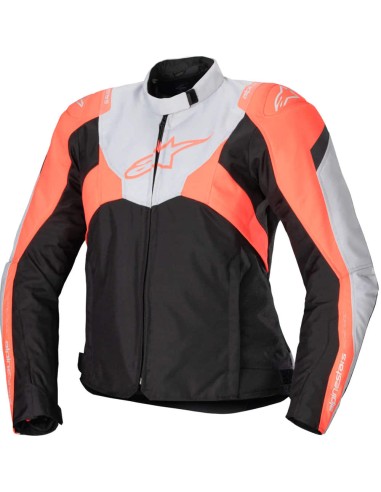 Chaqueta Alpinestars Stella T-Jaws V4 WP|Negro-gris claro-coral fluor