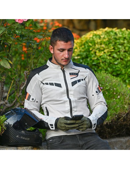 Chaqueta LS2 Garda Air | Negro-gris-naranja fluor