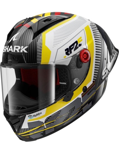 Casco Shark Aeron GP Replica Raul Fernandez Signature | Carbono-blanco-amarillo