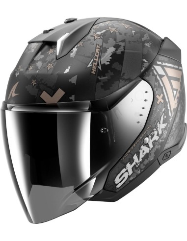 Casco Shark Skwal I3 Jet Hellcat Mat | Negro-cromo-antracita