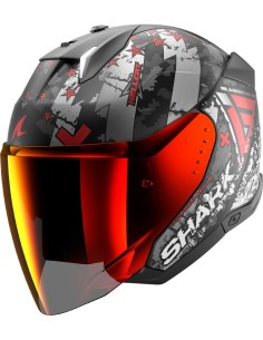Casco Shark Skwal I3 Jet Hellcat Mat | Negro-cromo-rojo