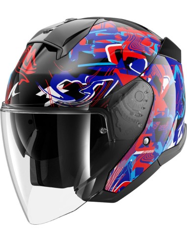 Casco Shark Skwal Jet Pranz | Negro-azul-rojo