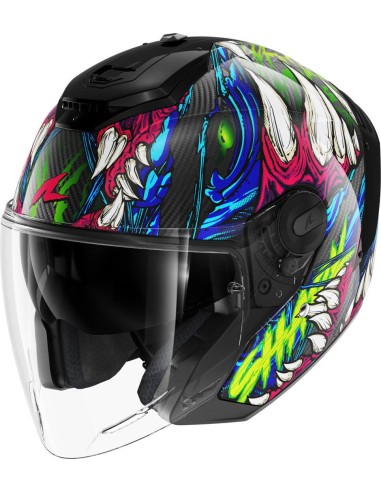 Casco Shark Rs Jet Carbon Shaytan | Negro-verde-violeta