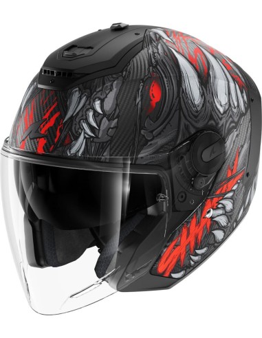 Casco Shark Rs Jet Carbon Shaytan Mat | Negro-rojo-antracita