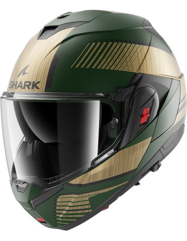 Casco Shark Oxo Sikter Mat | Verde-cromo-dorado
