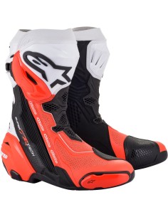 Botas Alpinestars Supertech R Vented | Negro-blanco-rojo fluor
