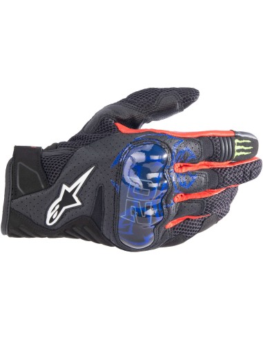 Guantes Alpinestars SMX-1 Air V2 Monster | Negro-azul-rojo brillo-verde