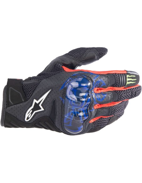 Guantes Alpinestars SMX-1 Air V2 Monster | Negro-azul-rojo brillo-verde