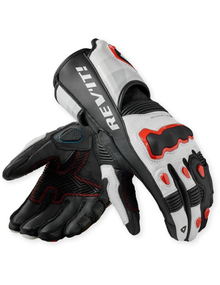 Guantes Revit Quantum 3 | Blanco y rojo fluor