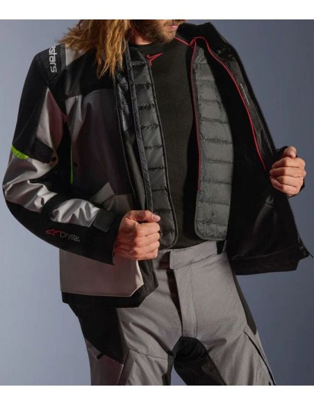 Chaqueta Alpinestars Andes V4 Drystar | Gris oscuro-gris hielo-negro-amarillo fluor
