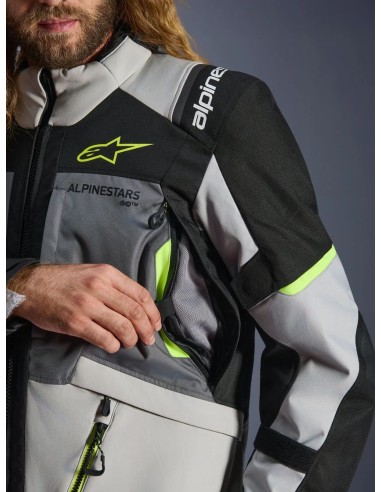 Chaqueta Alpinestars Andes V4 Drystar | Gris oscuro-gris hielo-negro-amarillo fluor