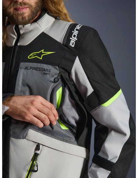 Chaqueta Alpinestars Andes V4 Drystar | Gris oscuro-gris hielo-negro-amarillo fluor
