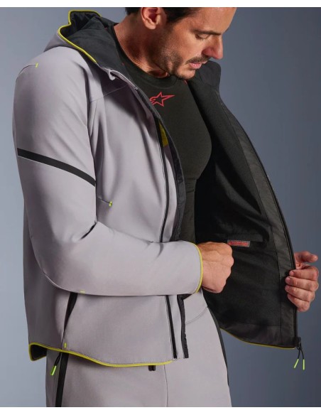 Chaqueta Alpinestars Aeroshell Waterproof | Gris medio y amarillo fluor