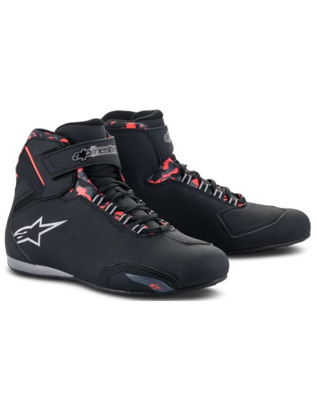 Zapatillas Alpinestars Sektor Waterproof | Negro-gris oscuro-rojo fluor
