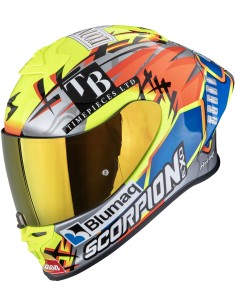 Casco Scorpion Exo-R1 Evo II Air Aron Misano | Plata-amarillo neón-azul