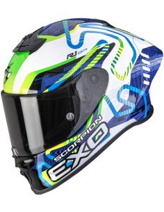 Casco Scorpion Exo-R1 Evo II Air Cornering | Blanco-azul-verde