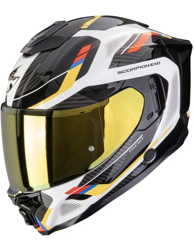 Casco Scorpion Exo-1500 Air Sleek | Blanco-azul-amarillo