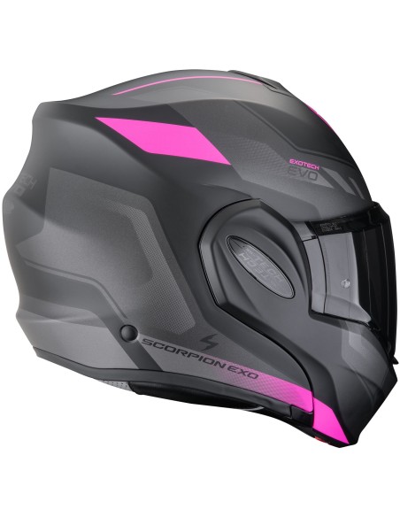 Casco Scorpion Exo-Tech Evo Socius Mujer | Mate-Negro y rosa