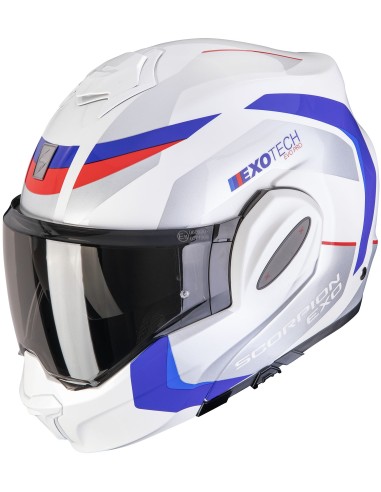 Casco Scorpion Exo-Tech Evo Pro Acuti | Blanco-azul-rojo