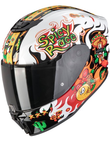Casco Scorpion Exo-JNR Air Yucatan | Blanco-naranja-negro