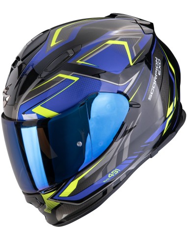 Casco Scorpion Exo-491 Zumo | Negro-azul-amarillo neón