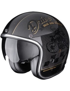 Casco Scorpion Belfast Evo Carbon Zippy | Negro y dorado