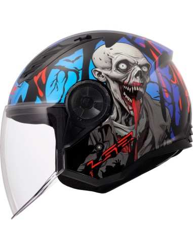 Casco LS2 OF616 Airflow II Zombie II | Negro-rojo-azul