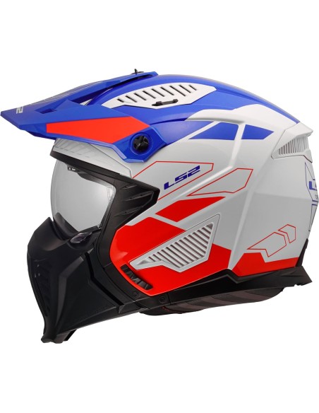 Casco LS2 OF606 Drifter Trek | Blanco-azul-rojo