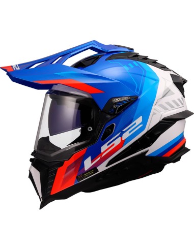 Casco LS2 MX701 Explorer Hexa | Blanco-azul-rojo